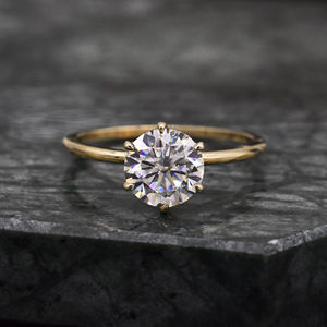 14K Solid Gold 6-Prong Cut Solitaire Moissanite Anel de Noivado 1 CT 2 CT 1.5 CT Anel Dainty Promise para Festas - Product Image 2