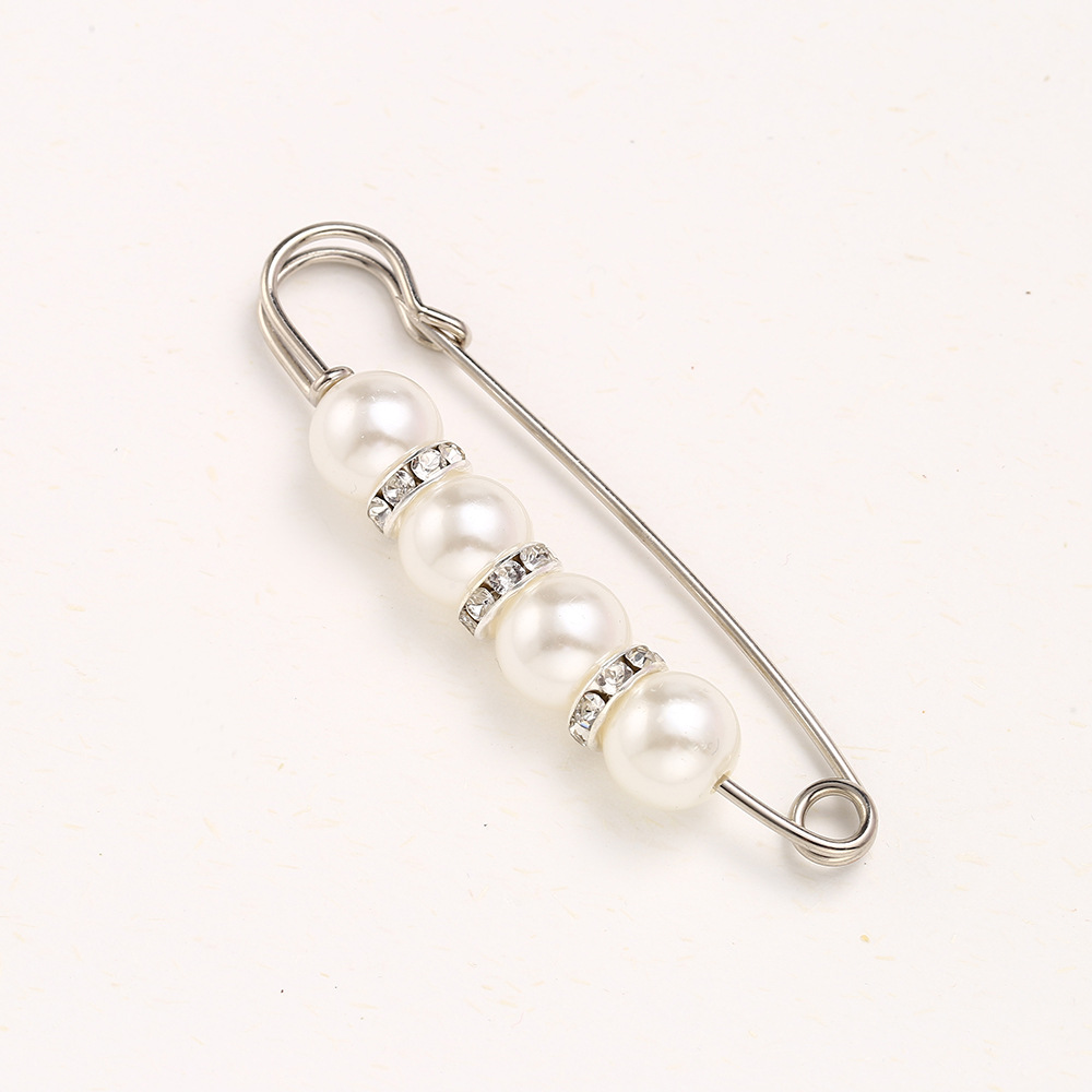 5.5CM Argent Aiguille Blanc Perle