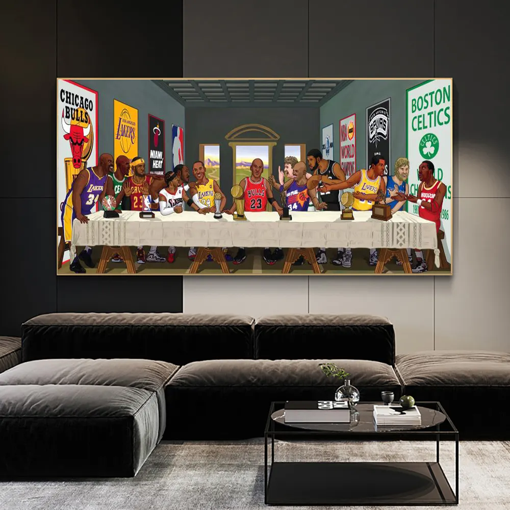 Penjualan terlaris kanvas basket lukisan pemain gambar dinding olahraga anak laki-laki pop seni cetak poster Dekorasi Rumah