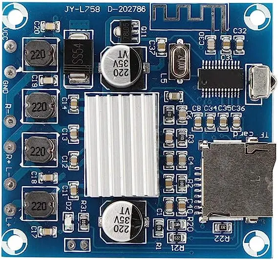 블루투스 5.0 파워 앰프 보드가 TF 카드 재생 지원 15W + 15W 2 채널 디지털 파워 앰프 모듈 JY758