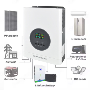 逆变器太阳能10KW 12.5kva 48V 110/220VAC输出关闭/并网纯正弦波太阳能混合逆变器，具有BMS功能 - Product Image 1