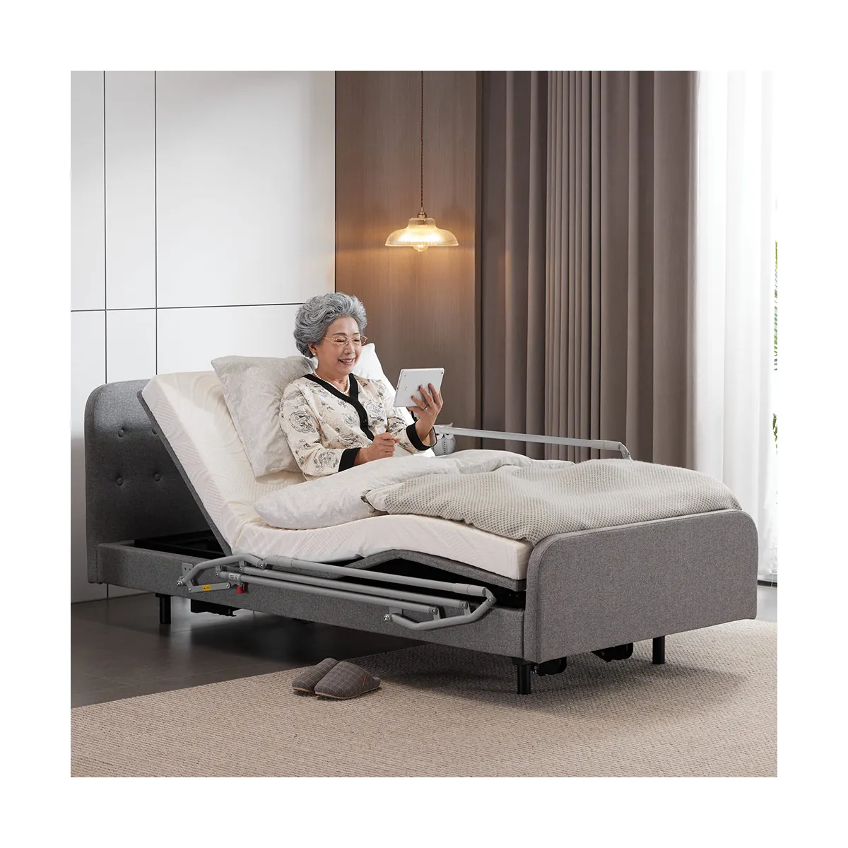Tecforcare 노인용 현대 고급 홈 케어 침대 전기 간호 침대 가정용 철 의료 홈 케어 목재 병원 침대