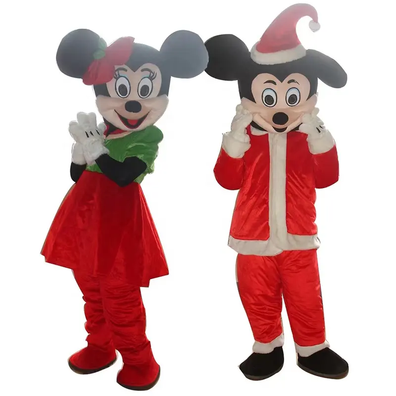 Funtoys Natal Mickey E Minnie Mascote Costume Cosplay Ternos Do Partido Mouse Vestido Extravagante Para Adulto Aniversário Mascotte MOQ 1 Parte