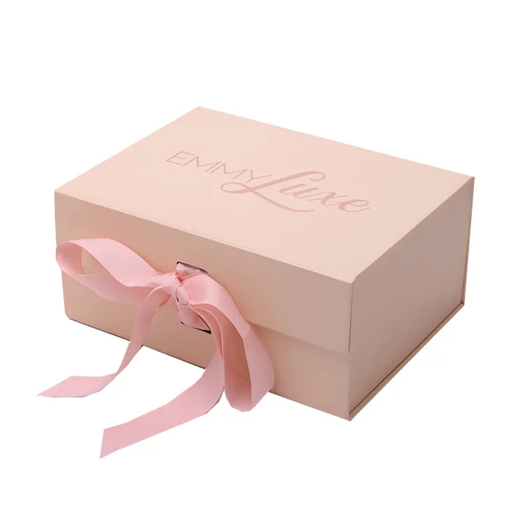 Logotipo personalizado impreso lujo pequeño Cartón plegable cumpleaños Navidad boda joyería conjunto caja de regalo de papel con cierre de cinta