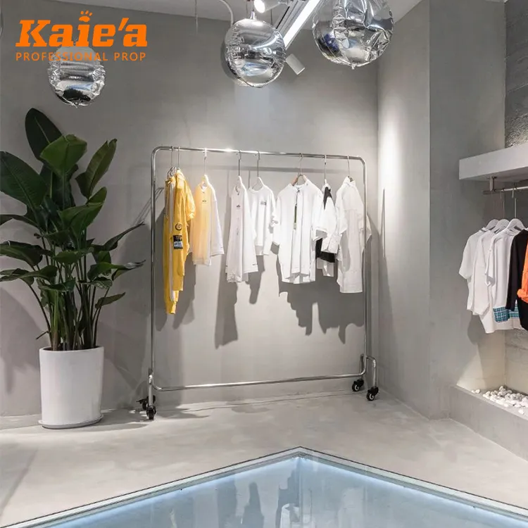 Woman Clothes Store Fixtures Boutique Shop Equipment Display Chrome Display Rack Shop Fitting Garments Clothes Shop Fitting