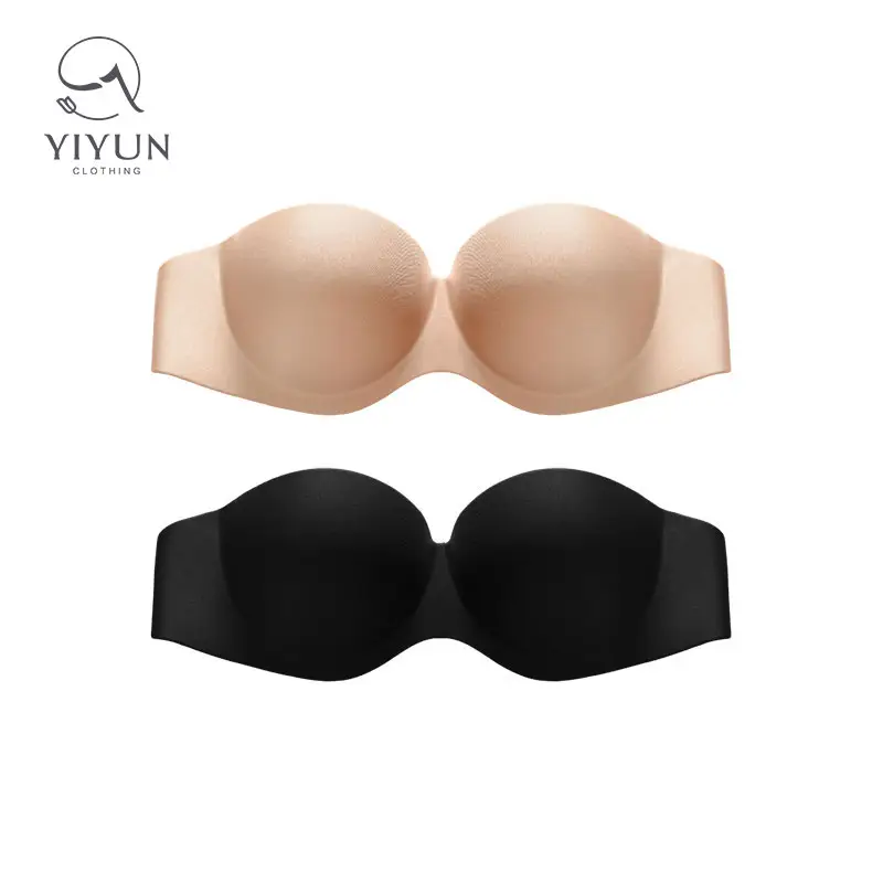 YIYUN reggiseno traspirante senza spalline senza spalline chiusura rimovibile solida 4 file 3 ganci Lingerie donna biancheria intima senza fili per donna