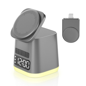 Toptan birden fazla cihaz 5 in 1 kablosuz şarj istasyonu ile Apple Iwatch Airpods için çalar saat - Product Image 1