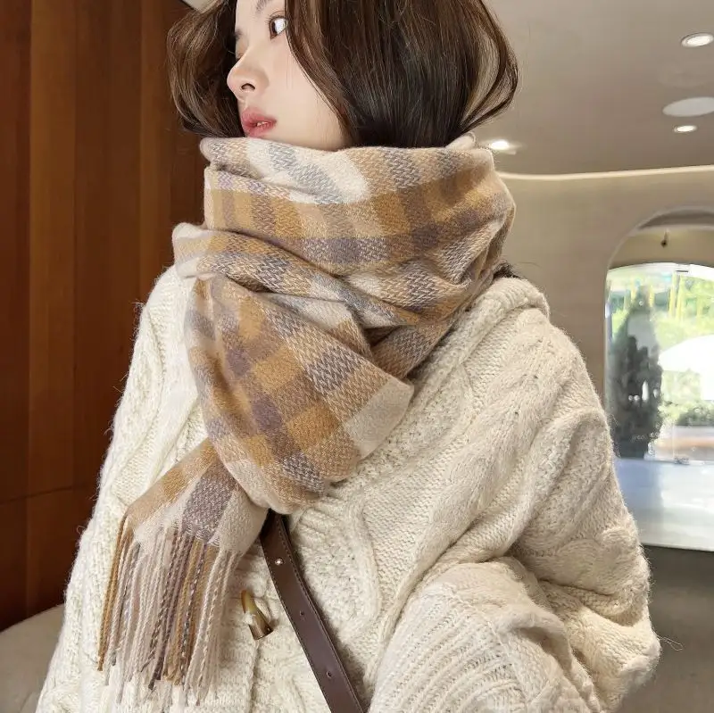 新しいデザインのスカーフチェックファッションデザイナースカーフ韓国版高品質の女性の冬のスカーフ