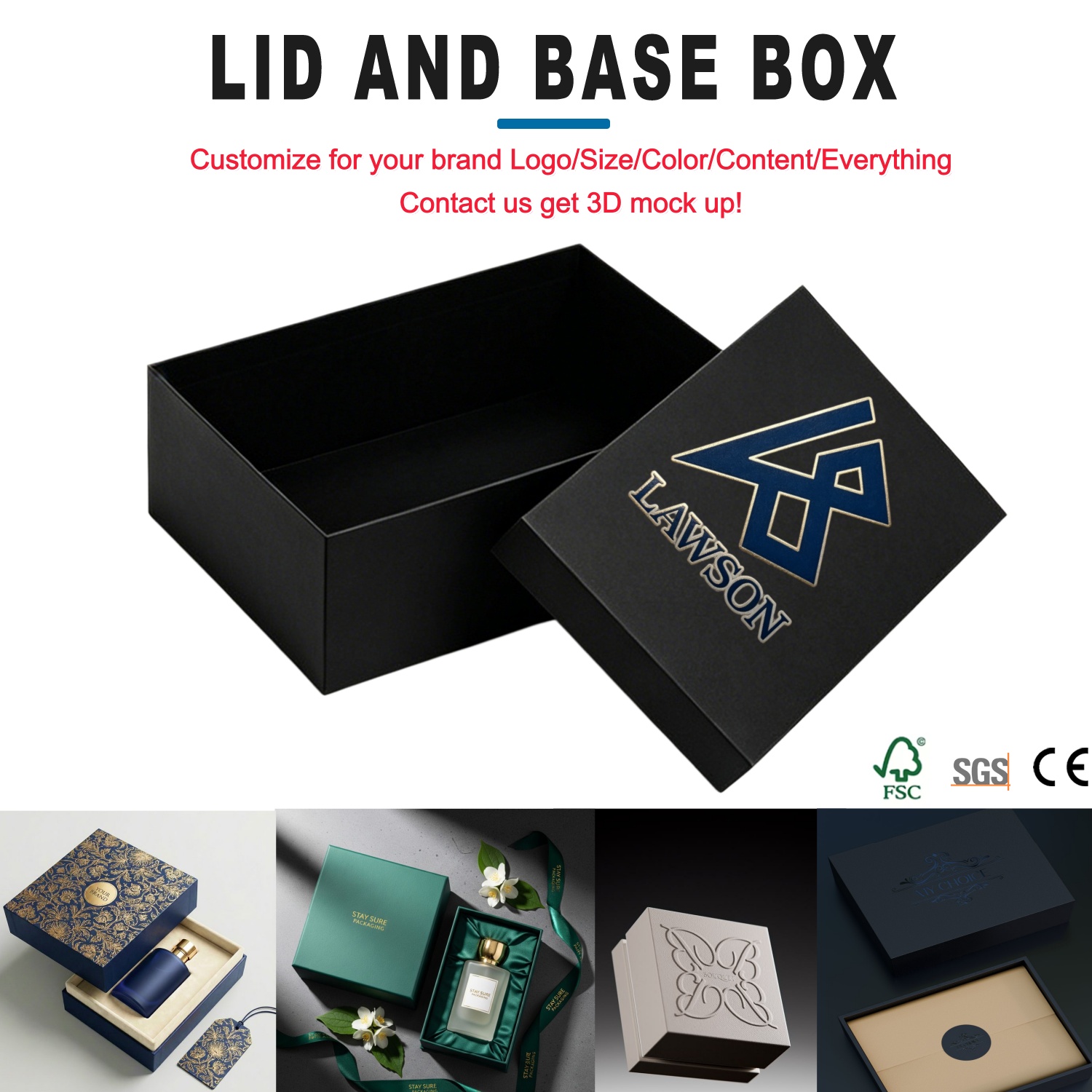 Caja con tapa y base blancas