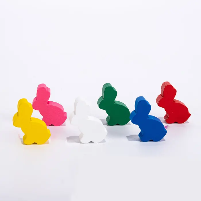 Figuras de animales Meeples de madera y fichas criaturas de conejo para juegos de mesa