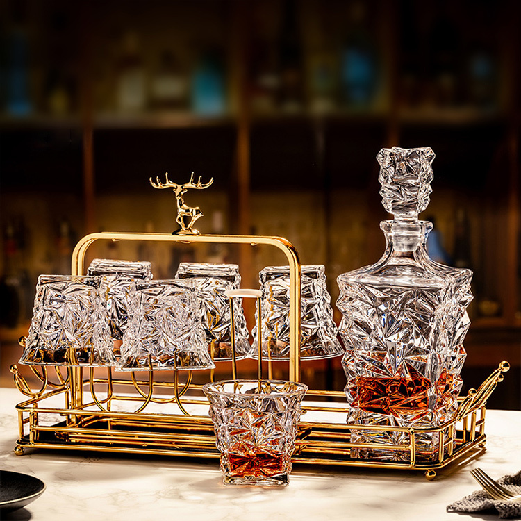 Clear Whisky Set with Holder&Tray