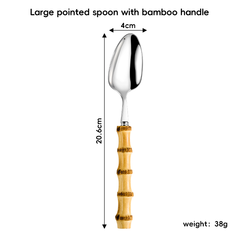 304 Natural Bamboo Handle large pointed spoon