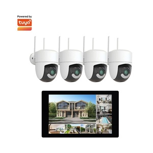 Sistema de cámara de seguridad para el hogar inteligente 4CH Tuya, cámaras IP de red PTZ, WiFi, NVR, Kit con Monitor, Audio bidireccional para interiores y exteriores, CE ROHS - Product Image 1