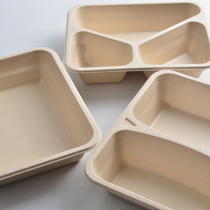 OEM Food Take <strong>Away</strong> Disposable Biodegradable <strong>4</strong> Compartments Lunch Container Sugarcane Bagasse Pulp Bento <strong>Box</strong> with Lid - Product Image 3