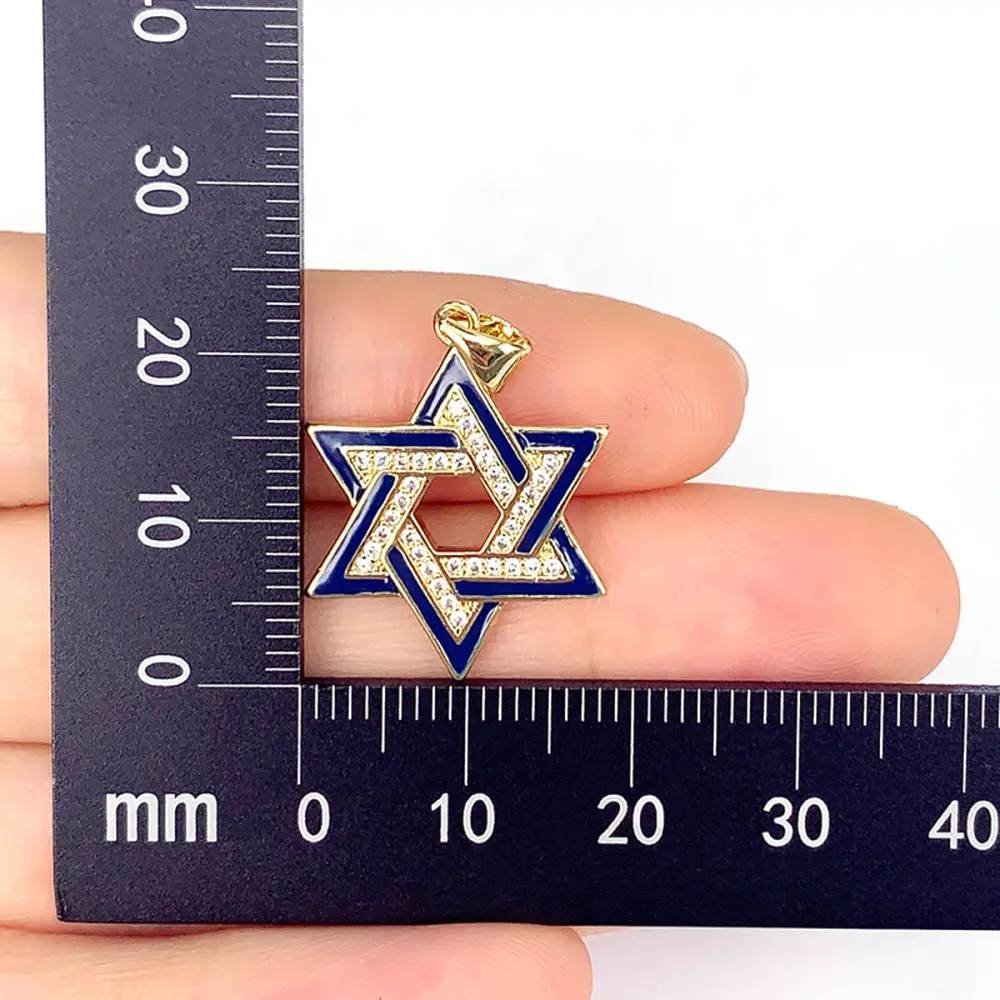 Thời trang Israel sao của David o-chuỗi Vòng cổ mạ vàng đồng Zircon Solomon đồ trang sức người Do Thái quà tặng cho nam giới phụ nữ