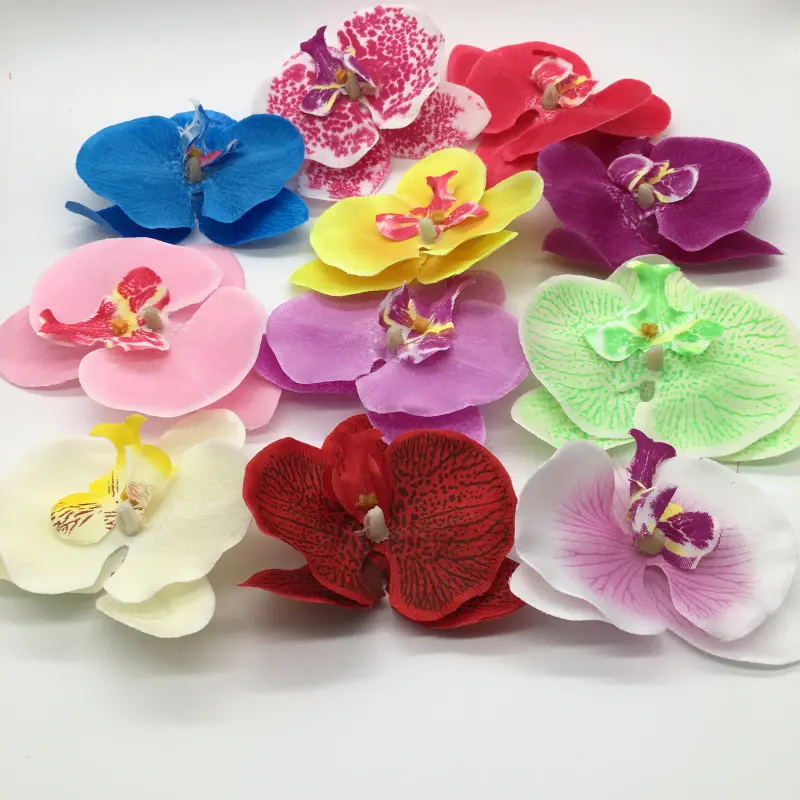 Cabeza de flor Artificial de seda de alta calidad, mariposa, orquídea, para decoración artesanal, venta al por mayor