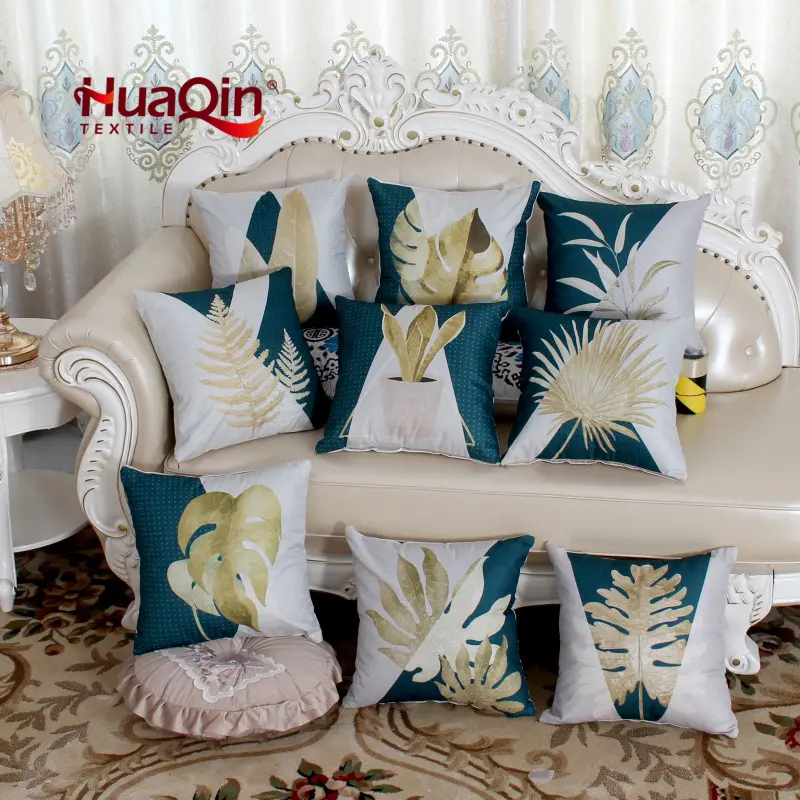 Sarung Bantal Daun Kustom Motif Bunga Poliester Putih Sarung Bantal