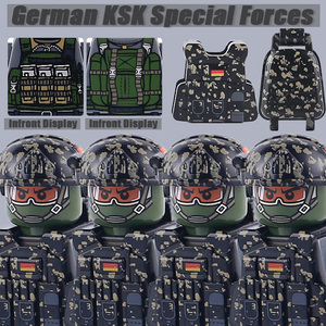 جديد XS MOC الجيش الألماني SWAT Camo قوات خاصة شرطة جنود الجيش شخصيات بناء سترة حقيبة ظهر ألعاب الطوب - Product Image 3