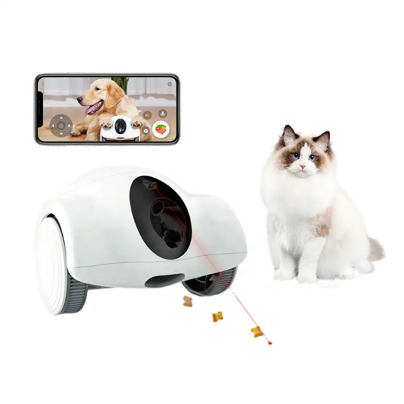Hd 1080p Wifi bağlantısı ile Pet arkadaşı lazer oyuncak gıda tedavi dağıtıcı kamera kedi köpek oyuncak evcil hayvanlar için akıllı arkadaşı Robot