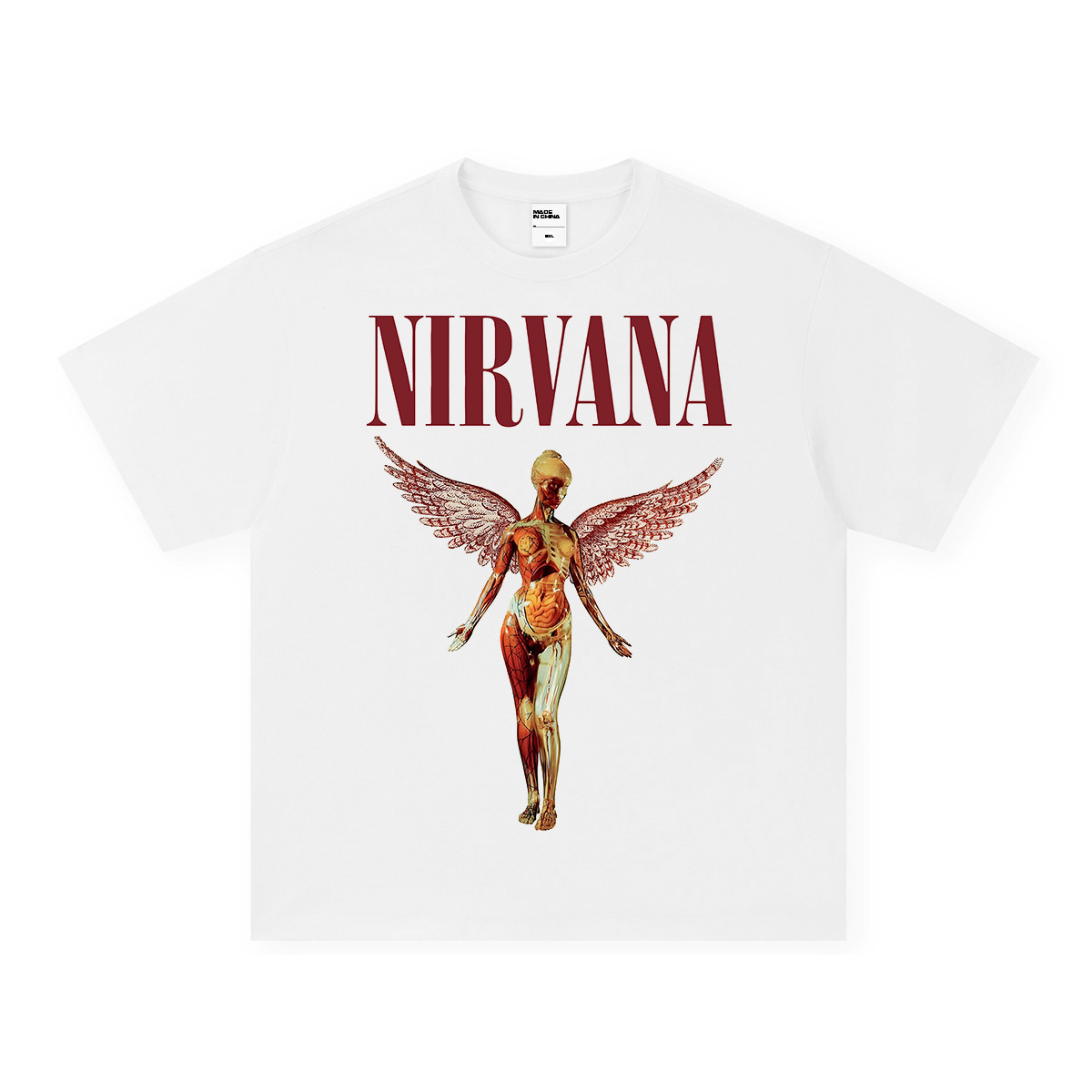 Nirvana bright red angel white