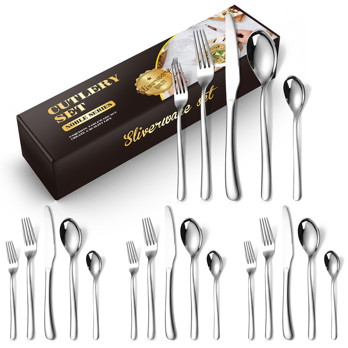 Silver 20-piece set for 4 people