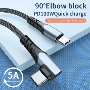 3ft 5A USB3.2 10Gbps 4K @ 60Hz Pd 100W USB C TO USB C CABLE 90 DEGREE Super Fast CHARGING Thunderbolt 3 USB Type C - Product Image 2