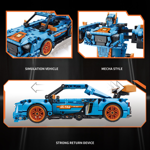 2-in-1 in plastica Pull Back auto Robot da corsa 3D mattoncini Puzzle modello giocattolo per bambini 5-7 anni costruzione di trasformazione auto - Product Image 3