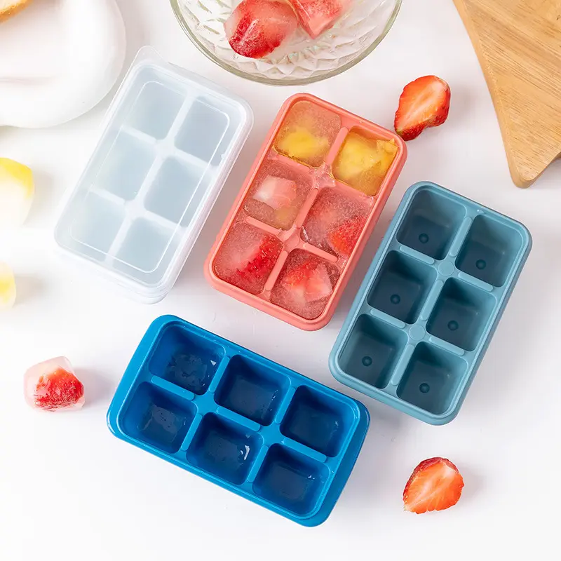 Es blok Magic cetakan Web merah kecil es pak silikon rumah tangga es Grid dengan penutup kotak kulkas