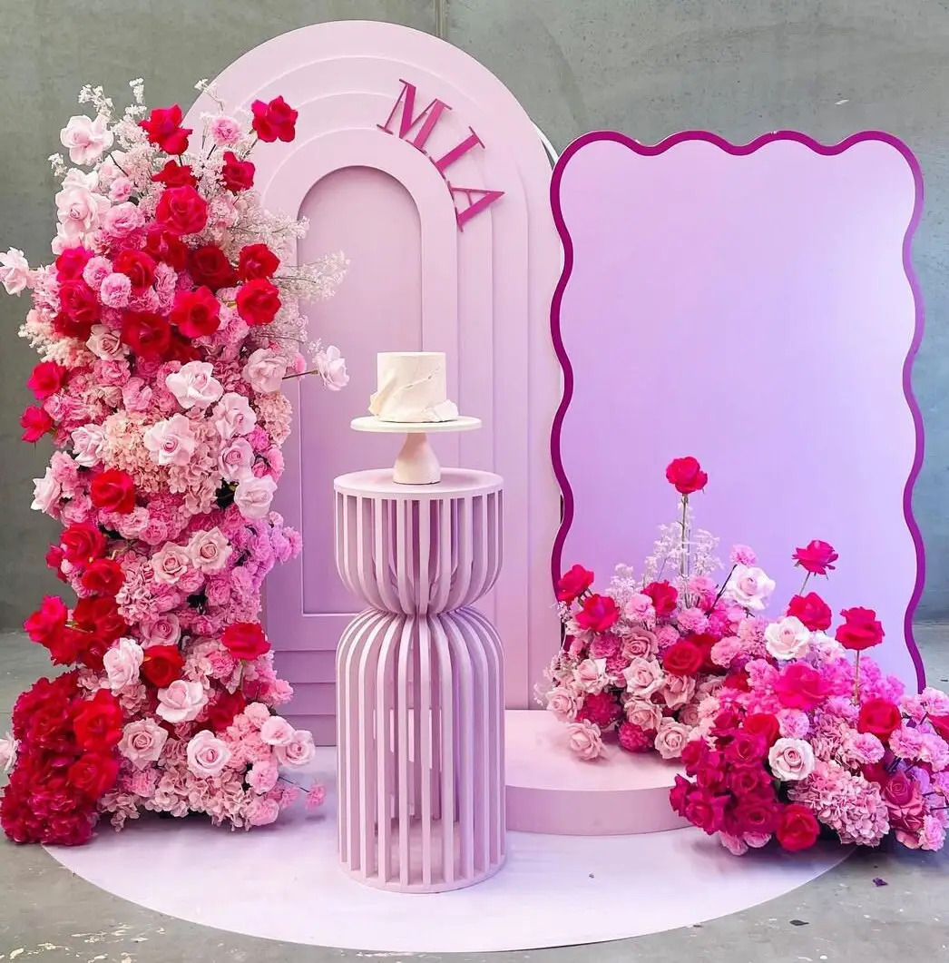 Wholesale Customized PVC Acrylic Pink Plinths Cake Stands for Wedding for Baby Shower Party