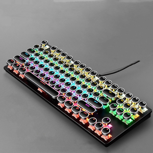 K550 Punk mekanik klavye 87 tuşları su geçirmez kablolu sıcak değiştirilebilir yuvarlak anahtar ofis bilgisayar oyun klavyesi - Product Image 1