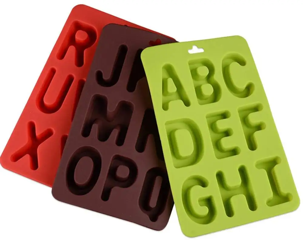 Molde de silicone para letras do alfabeto, topos 2021, 26 letras, molde de silicone, forma de letras, doces, cubo de gelo