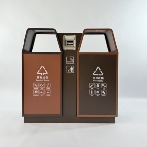 מפעל מכירת מפעל נירוסטה פח אשפה 60l חיצוני compartmentalized עבור מיחזור רחוב סיווג פסולת