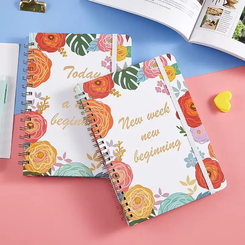 Cuaderno espiral diario personalizado A5 para niñas, impresión personalizada por sublimación, escuela, cubierta suave de cuero