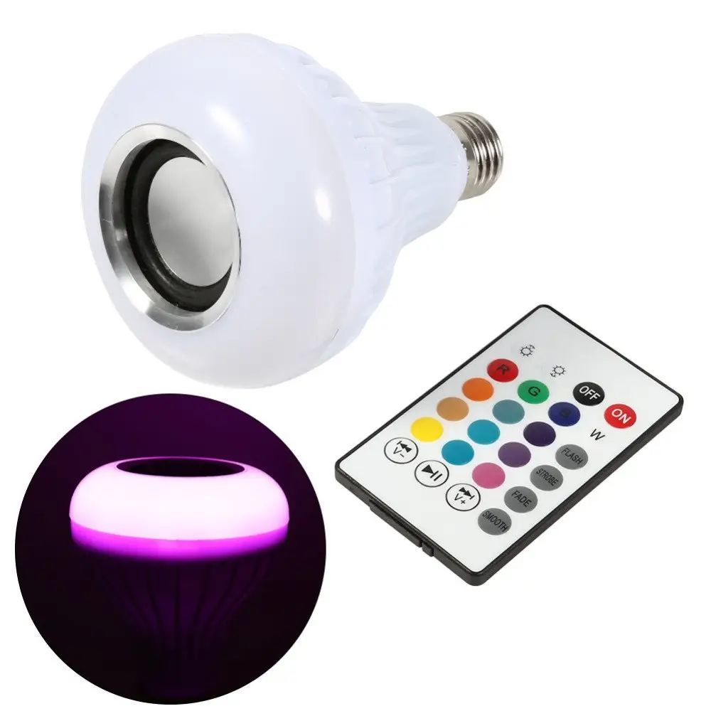 Ampul kablosuz hoparlör ampul 6W RGB ampul LED lamba uzaktan kumanda ile akıllı ev için Spotlight müzik lamba