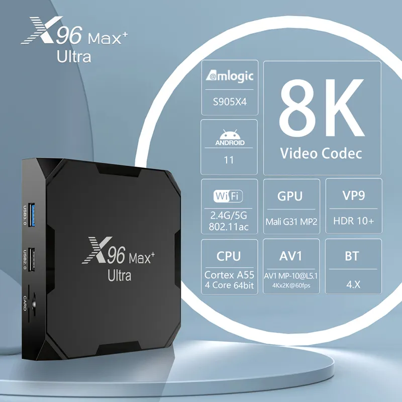 X96 MAX artı U akıllı TV kutusu Android 11 Amlogic S905X4 4G 32GB 64G BT AV1 5G Wifi 8K HD X96MAX akıllı medya oynatıcısı Set üstü kutusu
