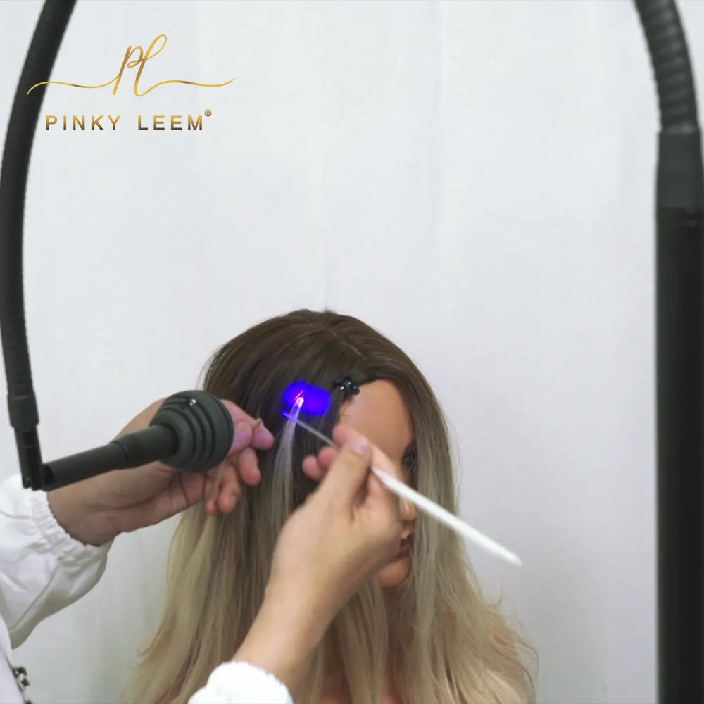 Pinky leem chất lượng hàng đầu UV lihgt tóc con người ổ khóa bán tự nhiên toupee phần mở rộng tóc đèn UV LED đèn cho rụng tóc