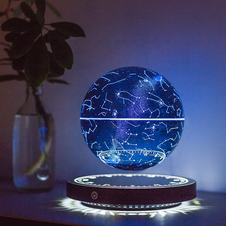 2022 nouveau 14cm Ins 7 couleurs RVB étoilé veilleuse Galaxy LED magnétique lévitation flottant étoilé lune lampe pour cadeaux d'anniversaire