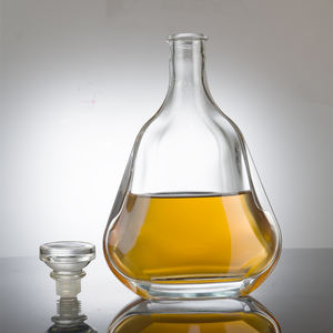 750ml ağır alt cam şişeler düz ağız kauçuk tıpalar büyük göbek brendi XO viski votka Tequila sıcak damgalama enerji içecekleri - Product Image 6