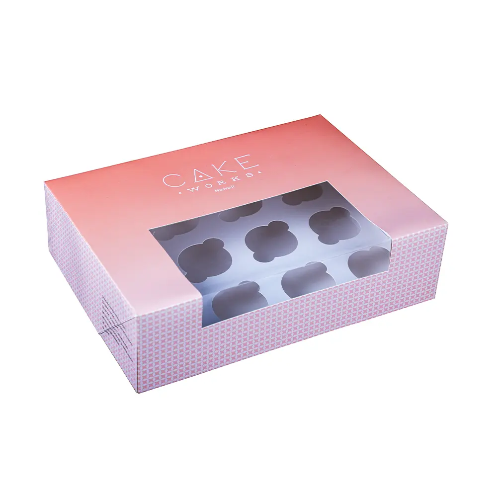 Lüks pembe kek kutuları toptan ambalaj 4X4 inç pencere ile pasta kutuları pasta panoları ve kutuları