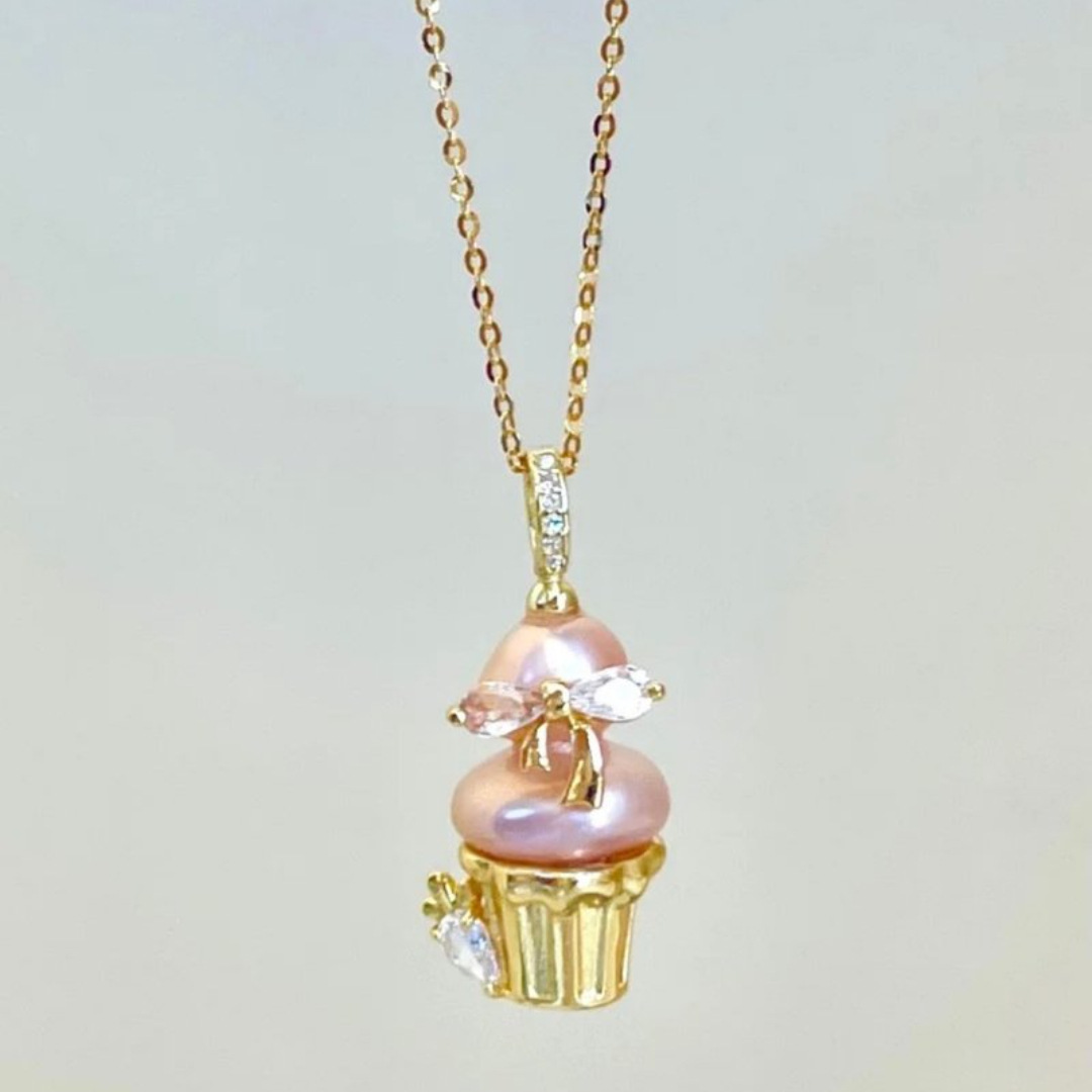 Collier gâteau en poudre de gourde dorée (perle d'imitation)