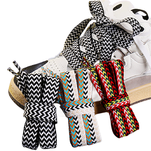 Thời trang olian rộng giày phẳng ren 1.5cm 2cm 3cm polyester với đầy màu sắc mô hình sóng vải dây giày - Product Image 3