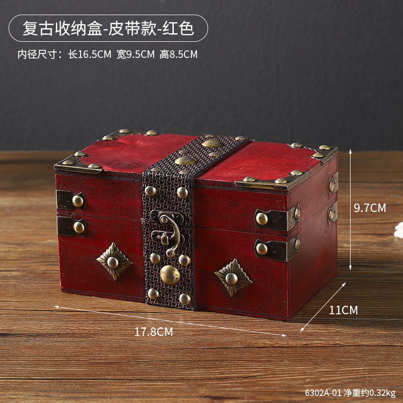 6302A-01 Boîte de rangement rétro - Style ceinture - Rouge