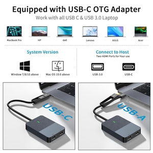USB3.0至双HDMI适配器OEM通用视频显卡USB至HDM I分离器扩展器兼容苹果操作系统窗口 - Product Image 5