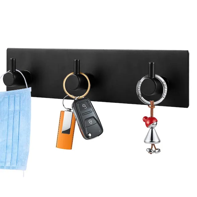 Black Hook Small Modern Decorative Key And Mail Holder For Wall