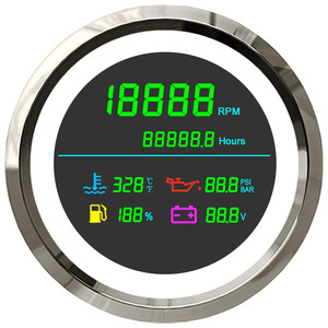 85mm LCD 6in1 Multi Function Gauge with Hour Meter Water Temperature <strong>Oil</strong> Pressure Fuel Gauge Tachometer <strong>Ratio</strong> Programmable - Product Image 3