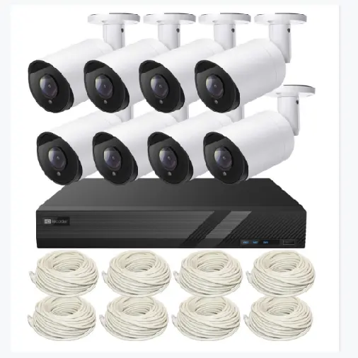 5MP 8CH PoE กระสุนระบบกล้องรักษาความปลอดภัยที่มี8ชิ้นกล้องเฝ้าระวัง IP,8CH 4KH.265 + POE NVR POE ระบบ