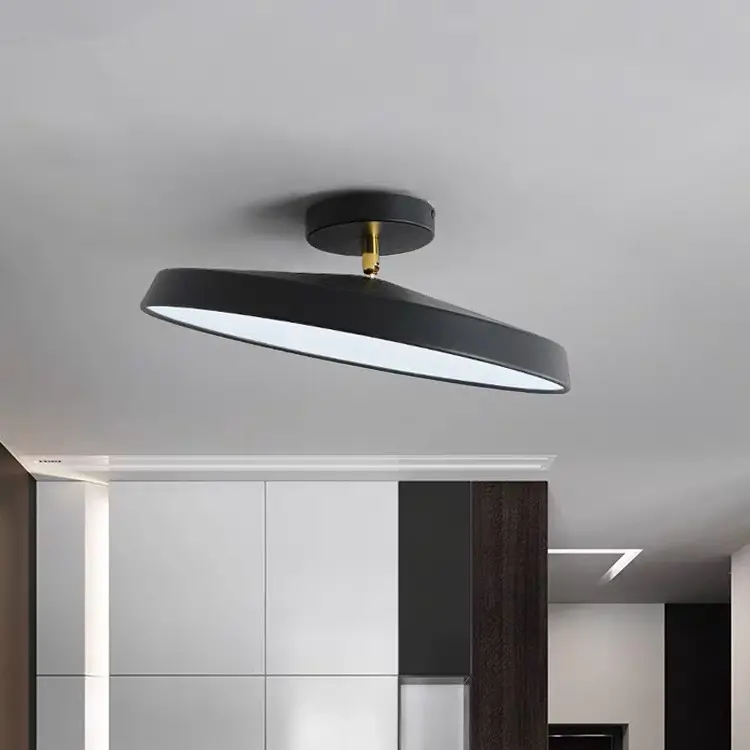 Moderna decorazione d'interni Design lampada a sospensione a soffitto paralume rotondo nero semplici luci a sospensione con Led 10W