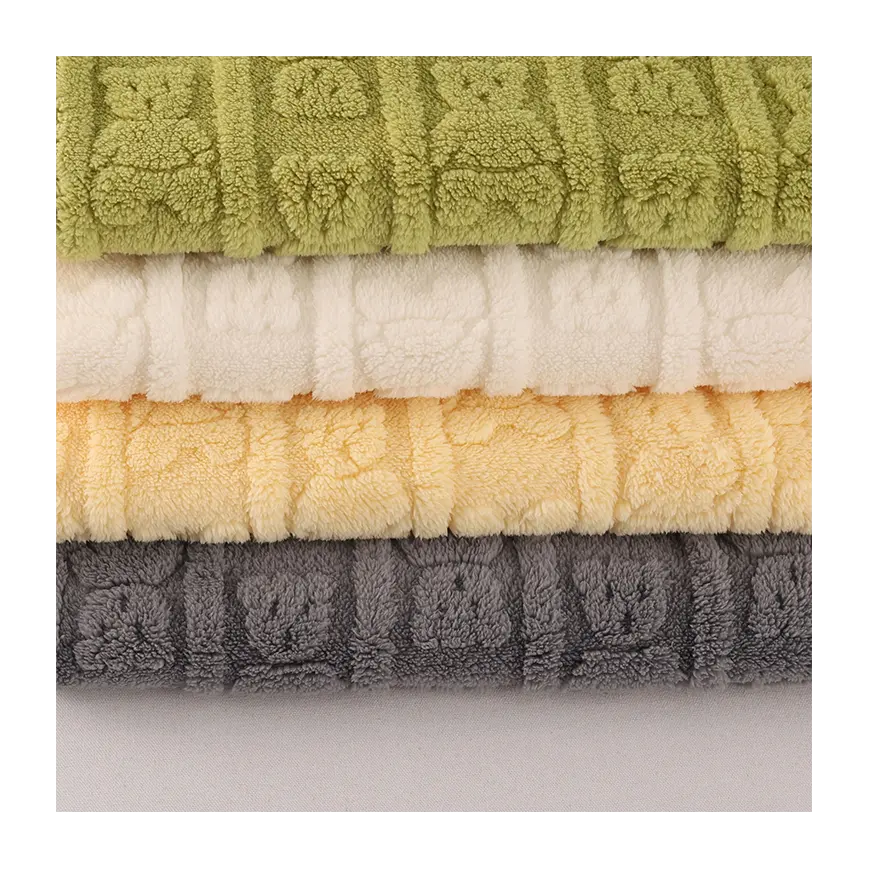 Tissu jacquard doux 100% coton écologique Shu velours Sherpa tissus en coton pour vêtements pour la maison Couverture Textile