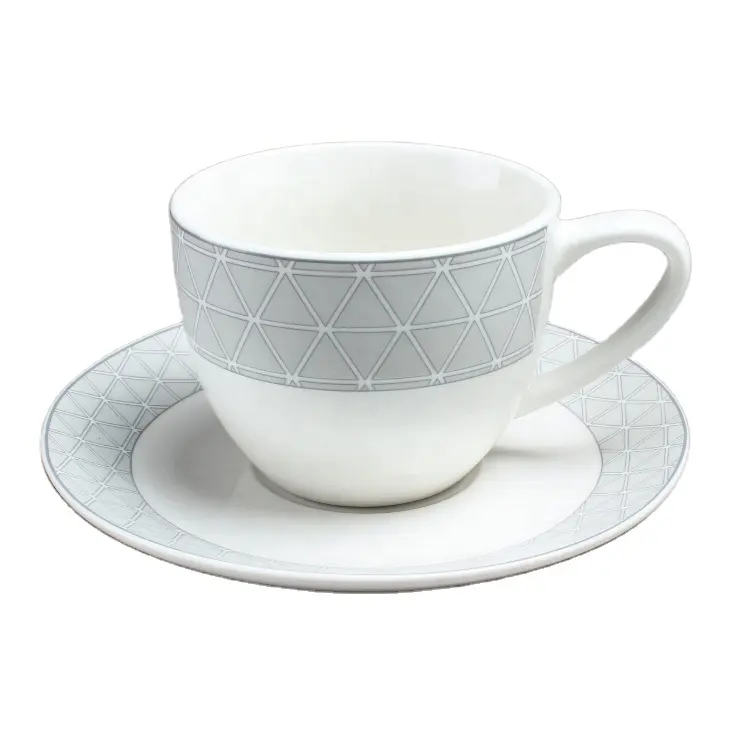Taza de café de porcelana fina con forma cuadrada, juego de tazas de té y platillo de cerámica
