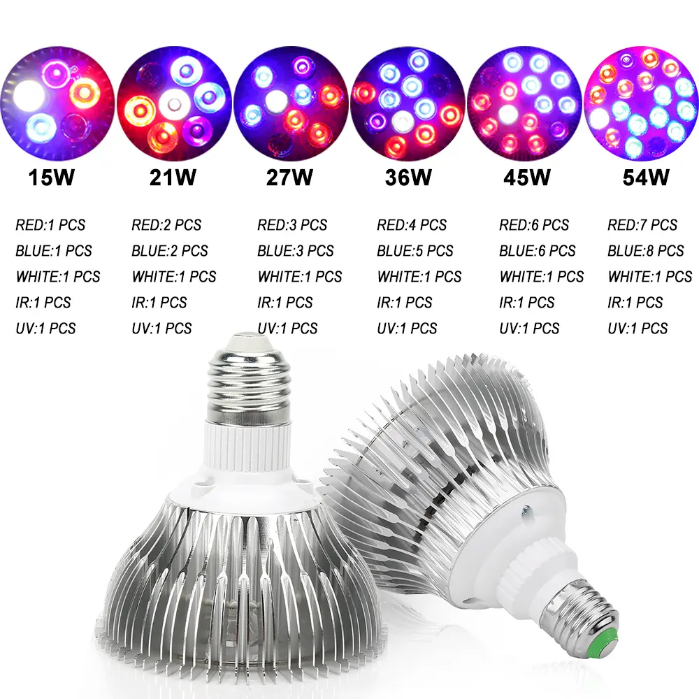 Sinjialight E27 LED grow Light 15W 21W 27W 36W 45W 54W lente phytolamp de espectro completo